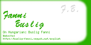 fanni buslig business card